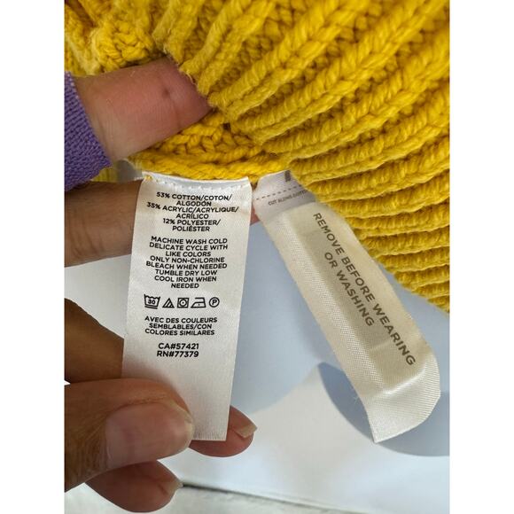 Ann Taylor Petite Yellow Cable Knit Button Shoulder Sweater SP - Picture 6 of 6